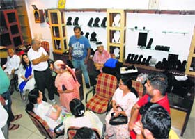 The jewellery showroom that was targeted by robbers at the Mansa Devi Complex in Panchkula on Sunday