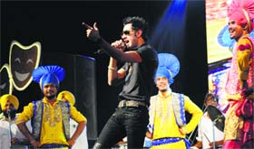 Punjabi singer-actor Gippy Grewal performs at the launch of My Dream Academy at Leisure Valley, Sector 10, Chandigarh, on Sunday