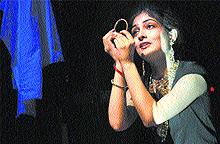 An artiste enacts a scene from the play, “The Last Chapter”, at Punjab Kala Bhawan in Sector 16, Chandigarh, on Monday