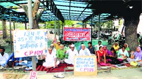 CPM workers and social activists stage a demonstration against the expulsion of poor children from a school at the Mini-Secretariat in Rohtak on Monday
