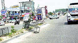 A broken iron grill of a divider on the national highway can lead to an accident in Jammu