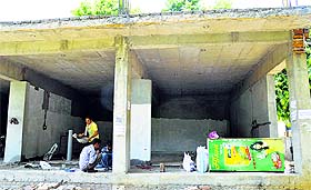 Construction of a cafetaria under way at Punjabi Bhawan in Ludhiana