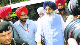 Chief Minister Parkash Singh Badal arrives to attend Vidhan Sabha session in Chandigarh on Tuesday.