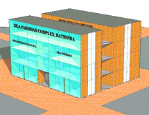A graphic presentation of the proposed building of the Zila Parishad office in Bathinda