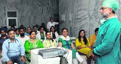 Doctors attend a laparoscopic surgical workshop at the Civil Hospital, Mohali. Tribune photo: Vicky Gharu