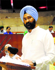 Finance Minister PS Dhindsa presents the Budget in the Punjab Vidhan Sabha in Chandigarh on Wednesday