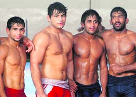 Yogeshwar (right) with a few other members of the squad