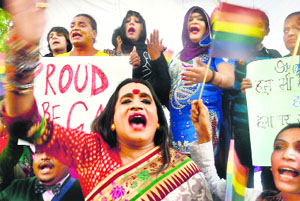Gay rights activists protest against the apex court ruling.
