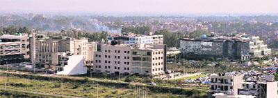 A view of IT company buildings in IT Park in Chandigarh