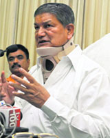 Chief Minister Harish Rawat addresses mediapersons in Dehradun on Friday.