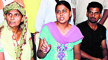 Family members of the deceased Gurdeep Singh, who had died inside the jail recently, address the mediapersons in Bathinda on Saturday