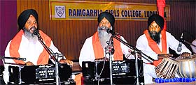 Raagis perform kirtan at Ramgarhia Girls College in Ludhiana.