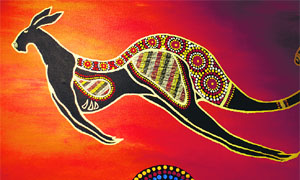 An aboriginal painting done the tradtional way.