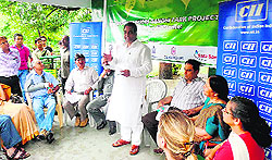 Mayor Vinod Chamoli addresses a gathering after an MoU was signed between the CII and Waste Warriors to clean the Gandhi Park in Dehradun on Saturday