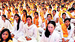 Students of Dev Sanskriti University at the campus in Haridwar