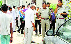 The police at the crime spot in Jhajjar on Sunday