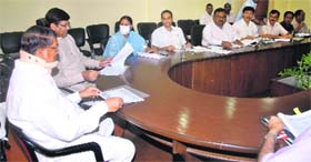 Chief Minister Harish Rawat reviews the implementation of the food security scheme in Dehradun on Tuesday.