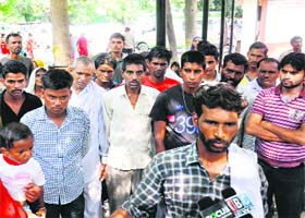 Sonias Family members at Kalpana Chawla Hospital in Karnal on Tuesday