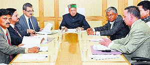 Chief Minister Virbhadra Singh presides over a meeting of the HP Forensic Science Development Board in Shimla on Tuesday.