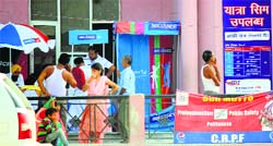 Telecom companies sell special sim cards to pilgrims at Yatri Niwas in Jammu. Tribune photo: Inderjeet Singh