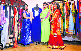 Isha Arora (centre) with her collection in Ludhiana on Tuesday.