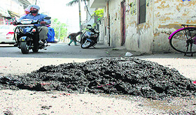 Garbage dumped on a road in Haibowal. 