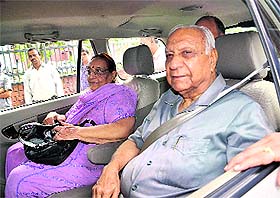 Newly appointed Governor of Chhattisgarh Balramji Das Tandon, along with his wife, leaves the city on Wednesday.