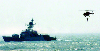 Specialist hydrographic survey teams of the Indian Navy were conjoined with the Armys artillery batteries to pin-point gun locations