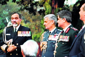 The three Chiefs of the Services during the Kargil war: (From left) Admiral Sushil Kumar, Air Chief Marshal Tipnis and General Ved Prakash Malik 