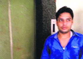 A visitor, who got trapped inside the lift for 10 minutes due to power failure, at the District Administrative Complex in Jalandhar on Wednesday