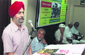 Prof Malwinder Singh Waraich at Desh Bhagat Yadgar Hall in Jalandhar