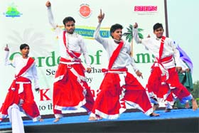 Artistes perform during the inaugural ceremony of the Garden of Palms in Sector 42, Chandigarh on Thursday.