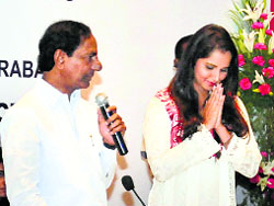 Telangana Chief Minister K Chandrashekhar Rao at the function of appointment of Sania Mirza as Telanganas  Brand Ambassador in Hyderabad on Tuesday.