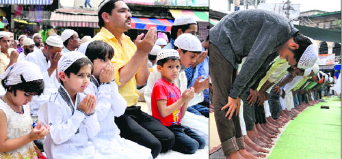 Children offer prayers on the last Friday of the holy month of Ramadan at the Jama Masjid in Dehradun. 
