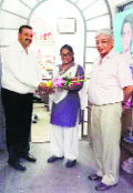 School principal honours Samadrita Mandal (centre) on her achievement in Karnal on Friday