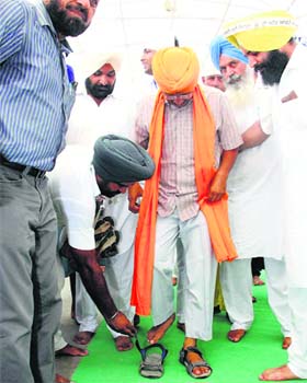 AAP leader Arvind Kejriwal during a visit to Talwandi Sabo in Bathinda district on Saturday