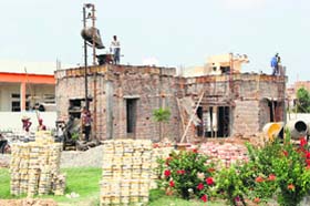 Construction work goes on full throttle at Dadi Poti park in Bathinda