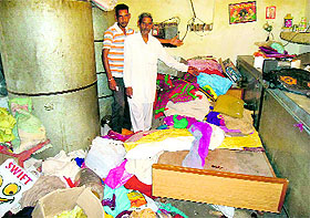 Ransacked room at a mango orchard on the Sanauli -Kishanpura road near Zirakpur on Friday.