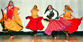 Girls perform Haryanavi dance during a programme at MCMDAV College in Sector 36, Chandigarh, on Saturday.