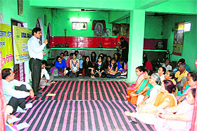 Participants take part in the legal awareness camp in Dehradun on Saturday.