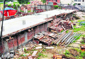 << The construction site on the disputed land over which two communities clashed in Saharanpur.