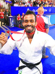 Navjot Singh Chana after winning a silver medal in judo at the Commonwealth Games in Glasgow.