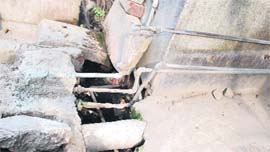An obsolete water pipe in the walled city area in Amritsar.