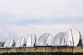 Tuning in: Solar panels seen on rooftops at Shantikunj in Haridwar on Monday