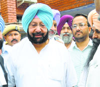 Congress leader Capt Amarinder Singh in Mohali on Monday