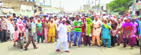 Protesters block the national highway near Abohar on Monday