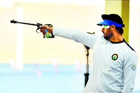 Gurpal Singh in action during his event on Monday.