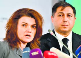 Fiona Frazer, deputy of the UNHR Monitoring Mission in Ukraine, speaks during a press conference in Kiev on Monday