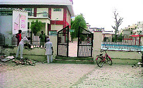 A view of the under construction boundary wall