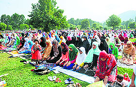 Muslims pray to celebrate Eid in Jammu and Srinagar on Tuesday;